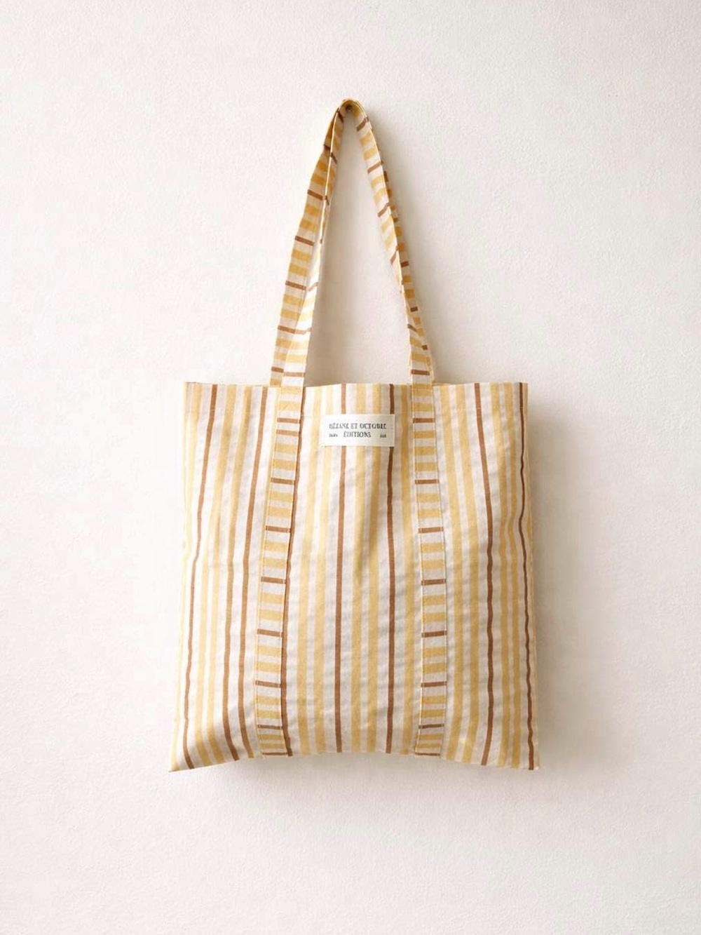 Sezane Yellow and White Striped Tote